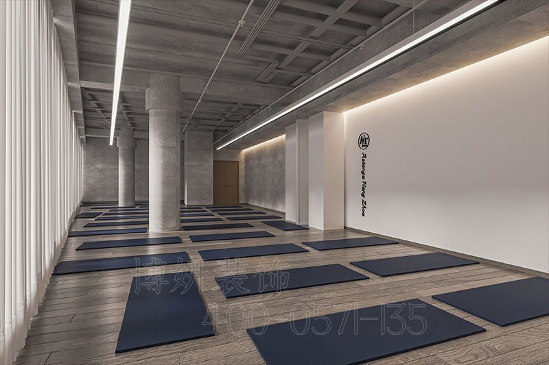 南京简约原木风瑜伽馆健身房装修设计方案效果图-南京js4399金沙工装公司