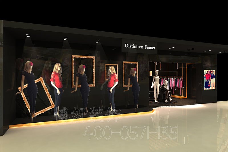 南京黑金风时尚女装店装修设计方案效果图-南京js4399金沙工装公司